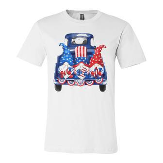 Usa Patriotic Gnomes With American Flag Hats Riding Truck Jersey T-Shirt | Mazezy
