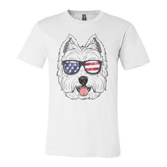 West Highland White Terrier Dog 4Th Of July American Westie Jersey T-Shirt | Mazezy