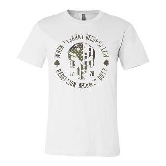 When Tyranny Becomes Law Rebellion Becomes Duty Camouflage 4Th Of July Jersey T-Shirt | Mazezy