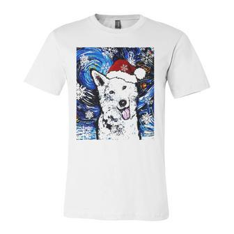 White German Shepherd Santa Starry Night Dog Christmas Jersey T-Shirt | Mazezy