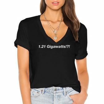 121 Gigawatts Back To The Future Women's Jersey Short Sleeve Deep V-Neck Tshirt | Mazezy