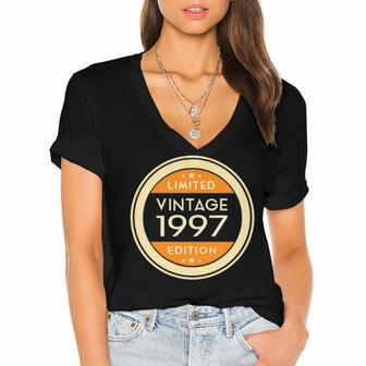 1997 Birthday 1997 Vintage Limited Edition Women's Jersey Short Sleeve Deep V-Neck Tshirt - Seseable