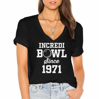 51 Years Old Bowler Bowling 1971 51St Birthday Women's Jersey Short Sleeve Deep V-Neck Tshirt | Mazezy