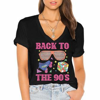 90S Nineties I Love The 1990S Back To The 90S Women's Jersey Short Sleeve Deep V-Neck Tshirt - Seseable