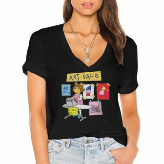 Arthur Distressed DW Art Sale Women's Jersey Short Sleeve Deep V-Neck Tshirt | Mazezy
