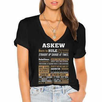 Askew Name Gift Askew Born To Rule Women's Jersey Short Sleeve Deep V-Neck Tshirt - Seseable
