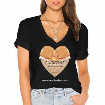 Audiosha - The Safety Relationship Experts  Women's Jersey Short Sleeve Deep V-Neck Tshirt