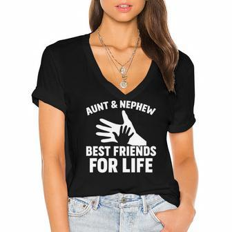 Aunt And Nephew Best Friends For Life Family Women's Jersey Short Sleeve Deep V-Neck Tshirt