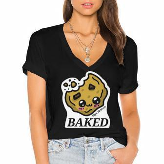Baked Cookie Baking Lover Women's Jersey Short Sleeve Deep V-Neck Tshirt | Mazezy