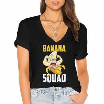 Banana Squad Funny Bananas Fruit Costume Team Women's Jersey Short Sleeve Deep V-Neck Tshirt | Mazezy