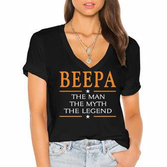 Beepa Grandpa Gift Beepa The Man The Myth The Legend Women's Jersey Short Sleeve Deep V-Neck Tshirt - Seseable