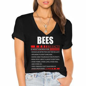 Bees Fact Fact T Shirt Bees Shirt For Bees Fact Women's Jersey Short Sleeve Deep V-Neck Tshirt - Seseable