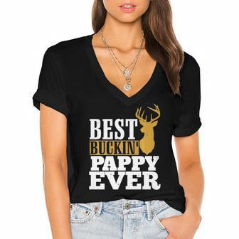 Best Buckin Pappy Ever A Super Cool Gift Women's Jersey Short Sleeve Deep V-Neck Tshirt | Mazezy