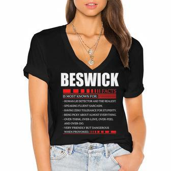 Beswick Fact Fact T Shirt Beswick Shirt For Beswick Fact Women's Jersey Short Sleeve Deep V-Neck Tshirt - Seseable