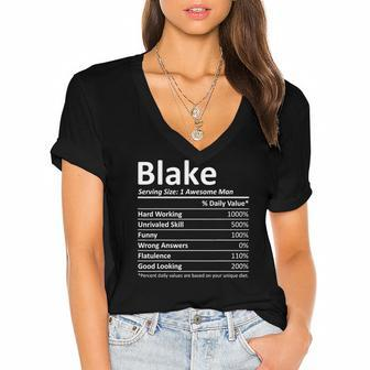Blake Nutrition Funny Birthday Personalized Name Gift Idea Women's Jersey Short Sleeve Deep V-Neck Tshirt | Mazezy