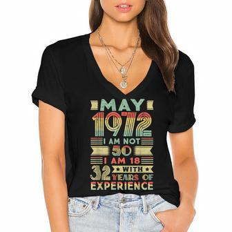 Born May 1972 50Th Birthday Made In 1972 50 Year Old Women's Jersey Short Sleeve Deep V-Neck Tshirt - Seseable