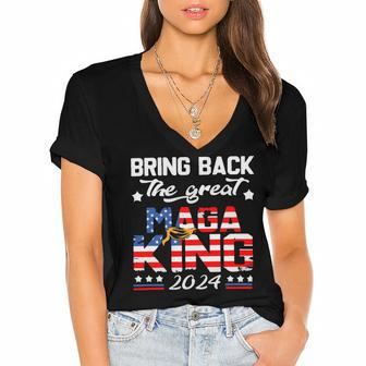 Bring Back The Great Maga King 2024 4Th Of July Trump 2024T President Trump Tee Republican Anti Biden Women's Jersey Short Sleeve Deep V-Neck Tshirt - Monsterry CA