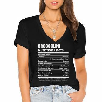 Broccolini Nutrition Facts Funny Women's Jersey Short Sleeve Deep V-Neck Tshirt | Mazezy