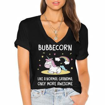 Bubbe Grandma Gift Bubbe Unicorn Women's Jersey Short Sleeve Deep V-Neck Tshirt - Seseable