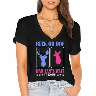 Buck Or Doe Gender Reveal Party Women's Jersey Short Sleeve Deep V-Neck Tshirt | Mazezy