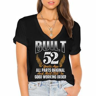 Built 52 Years Ago 52Nd Birthday 52 Years Old Bday Women's Jersey Short Sleeve Deep V-Neck Tshirt - Seseable