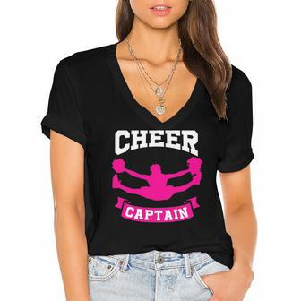 Cheer Captain Cheerleader Cheerleading Lover Gift Women's Jersey Short Sleeve Deep V-Neck Tshirt | Mazezy