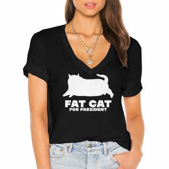 Chonk Fat Cat Lovers Pet Lover Women's Jersey Short Sleeve Deep V-Neck Tshirt | Mazezy