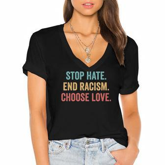 Choose Love Buffalo - Stop Hate End Racism Choose Love Women's Jersey Short Sleeve Deep V-Neck Tshirt | Mazezy