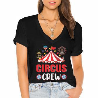 Circus Crew Funny Circus Staff Costume Circus Theme Party Women's Jersey Short Sleeve Deep V-Neck Tshirt - Monsterry