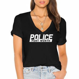 City Of Fort Worth Police Officer Texas Policeman Women's Jersey Short Sleeve Deep V-Neck Tshirt | Mazezy