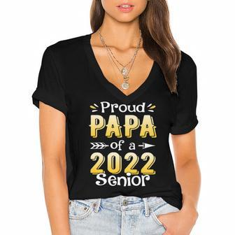 Class Of 2022 Proud Papa Of A 2022 Senior School Graduation Women's Jersey Short Sleeve Deep V-Neck Tshirt | Mazezy