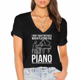 Classical Music Pianist Piano Musician Gift Piano Women's Jersey Short Sleeve Deep V-Neck Tshirt | Mazezy