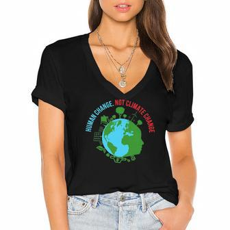 Climate Change Action Justice Cool Earth Day Lovers Gift Women's Jersey Short Sleeve Deep V-Neck Tshirt | Mazezy