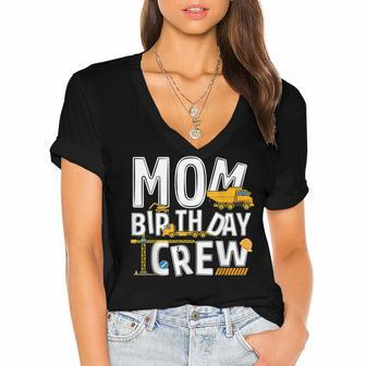 Construction Mom Birthday Crew Party Worker Mom Women's Jersey Short Sleeve Deep V-Neck Tshirt - Seseable