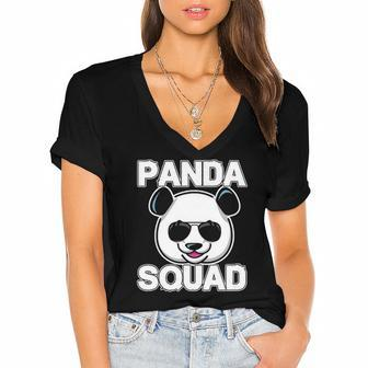 Cool Panda Squad I Panda Bear Gift Women's Jersey Short Sleeve Deep V-Neck Tshirt | Mazezy