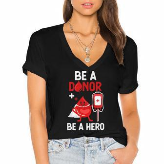 Cute Blood Donor Art For Men Women Phlebotomy Blood Donation Women's Jersey Short Sleeve Deep V-Neck Tshirt | Mazezy