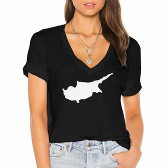Cyprus Map Republic Of Cyprus Women's Jersey Short Sleeve Deep V-Neck Tshirt | Mazezy