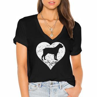 Distressed Cane Corso Heart Dog Owner Graphic Women's Jersey Short Sleeve Deep V-Neck Tshirt | Mazezy