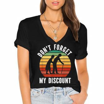 Dont Forget My Discount - Funny Old People Gag Women Men Women's Jersey Short Sleeve Deep V-Neck Tshirt - Seseable