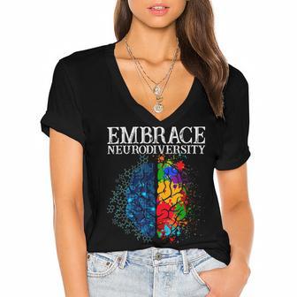 Embrace Neurodiversity Women's Jersey Short Sleeve Deep V-Neck Tshirt | Favorety CA