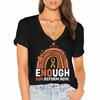 End Gun Violence Wear Orange V2 Women's Jersey Short Sleeve Deep V-Neck Tshirt | Mazezy