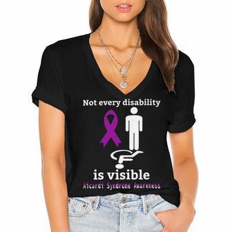 Every Disability Is Visible Aicardi Syndrome Awareness Purple Ribbon Aicardi Syndrome Support Aicardi Syndrome Awareness Women's Jersey Short Sleeve Deep V-Neck Tshirt | Favorety