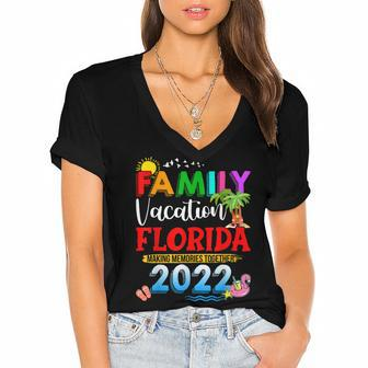 Family Vacation Florida Making Memories Together 2022 Travel V2 Women's Jersey Short Sleeve Deep V-Neck Tshirt - Seseable