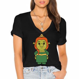 Fiona Chibi Women's Jersey Short Sleeve Deep V-Neck Tshirt | Favorety DE