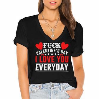 Fk Valentines Day I Love You Every Day Women's Jersey Short Sleeve Deep V-Neck Tshirt | Favorety