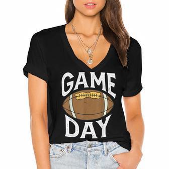 Football Player Vintage Game Day Women's Jersey Short Sleeve Deep V-Neck Tshirt | Favorety CA