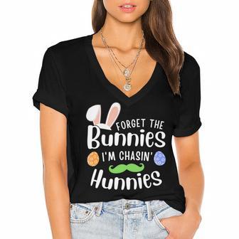 Forget The Bunnies Im Chasing Hunnies Funny Boys Easter Gift Women's Jersey Short Sleeve Deep V-Neck Tshirt | Favorety AU