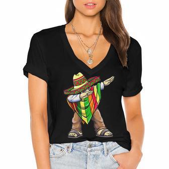 Funny Dabbing Taco Cinco De May Mexican Food V2 Women's Jersey Short Sleeve Deep V-Neck Tshirt | Favorety DE