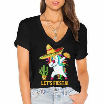 Funny Dabbing Taco Cinco De May Mexican Food V4 Women's Jersey Short Sleeve Deep V-Neck Tshirt | Favorety CA