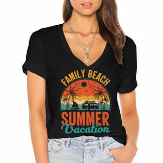 Funny Family Beach Summer Vacation Women's Jersey Short Sleeve Deep V-Neck Tshirt | Favorety CA